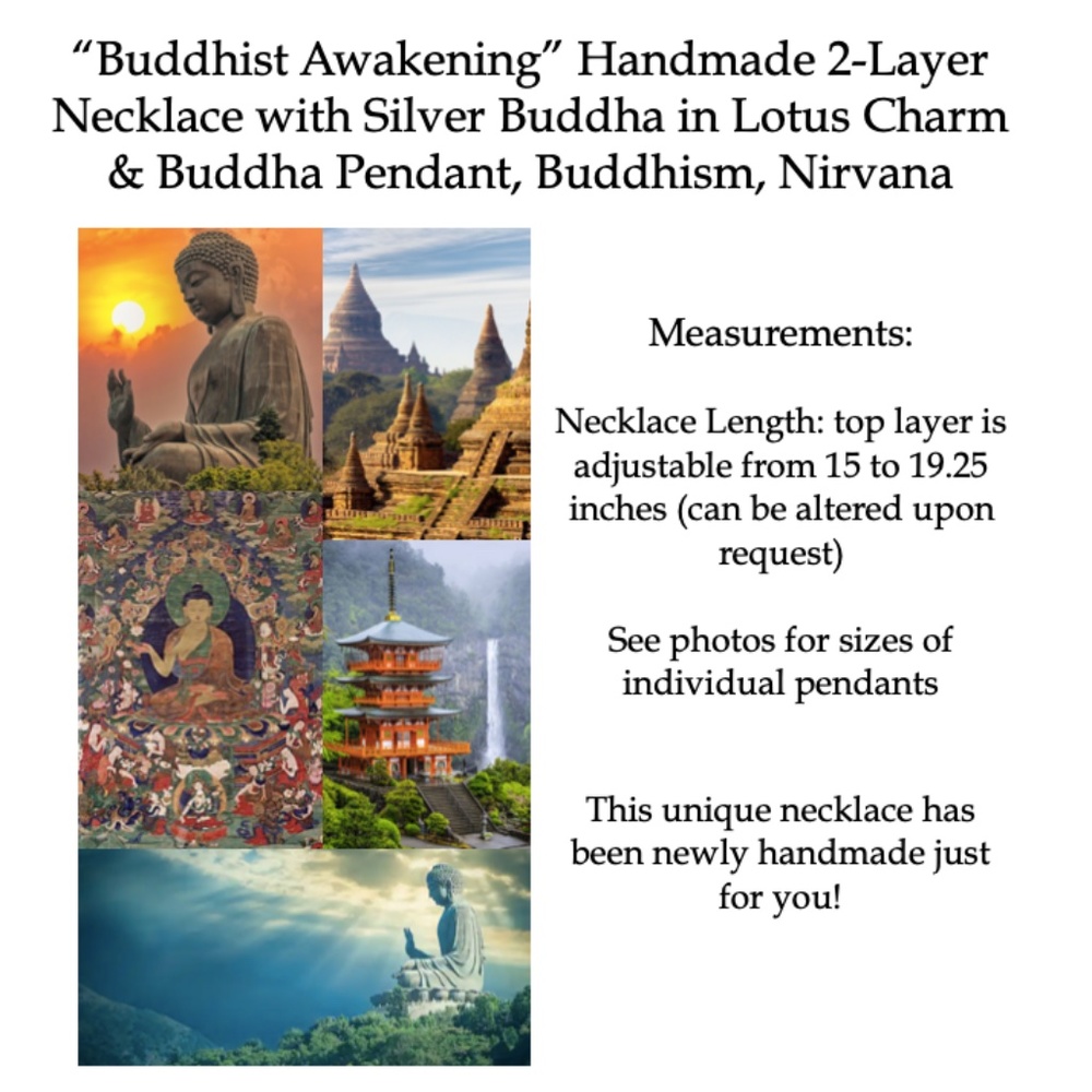 “Buddhist Awakening” Handmade 2-Layer Necklace, Buddha, Buddhism, Lotus Flower - Picture 15 of 16
